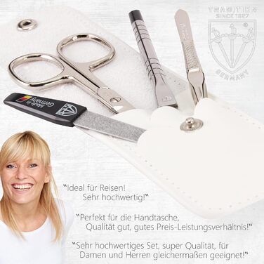 Набір для манікюру та педикюру 'Modena' DREI SCHWERTER | 4 предмети | Шкіряний етикет, Німеччина | Шейдер, пінцет, алмазна пилка, ремувер