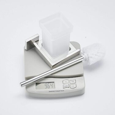 WC brush and holder, wall brush holder, chrome, toilet brush set. Toilet brush set made of 304 stainless steel and frosted glass for bathrooms.
