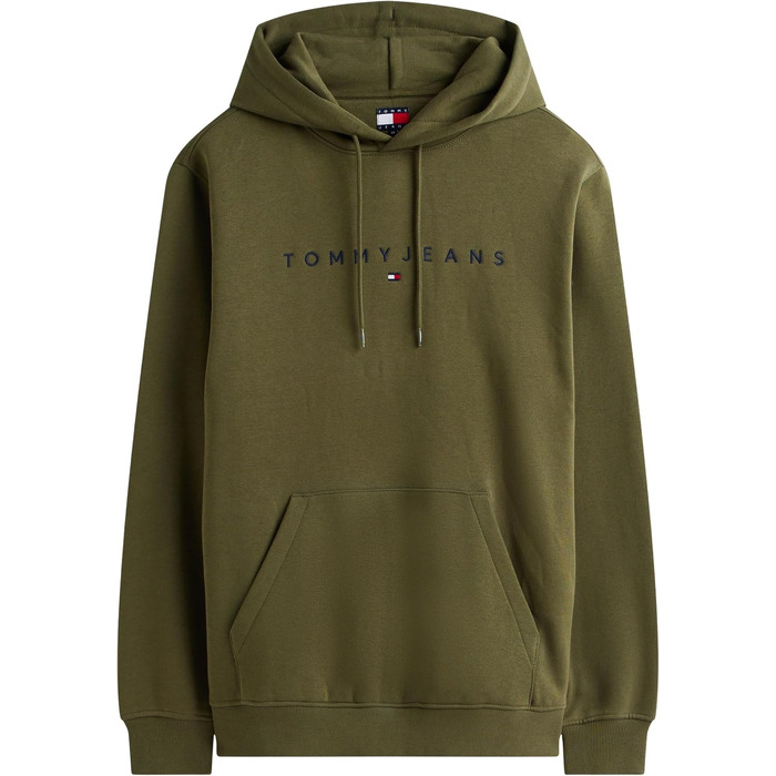 Чоловіча толстовка-худі Tommy Jeans Linear Logo з капюшоном, темно-зелена (S)