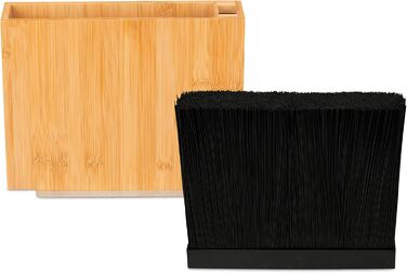 Relaxdays Knife Block, Unfurnished, Bamboo Knife Holder, Universal, Knife Storage with Brush Insert, Natural/Black, 23 x 30 x 12 cm