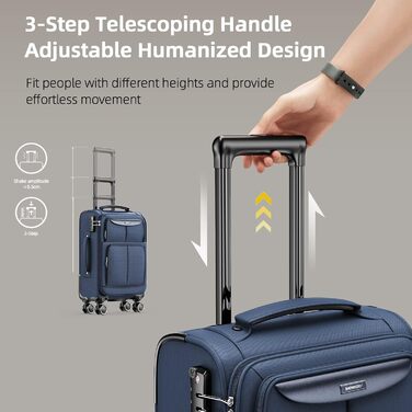 Набір валіз SHOWKOO 3 шт. з м'якою шкаралупою, розширюваний, легкий, міцний, з TSA замком та 4 колесами (1 шт. - блакитний)
