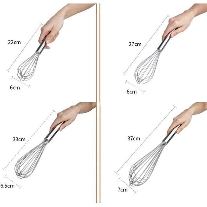 Whisk, Bold, Thick, Stainless Steel, Non-Stick, Used for Whisking Eggs and Cream, Home and Commercial Use (Size: 33×6cm)