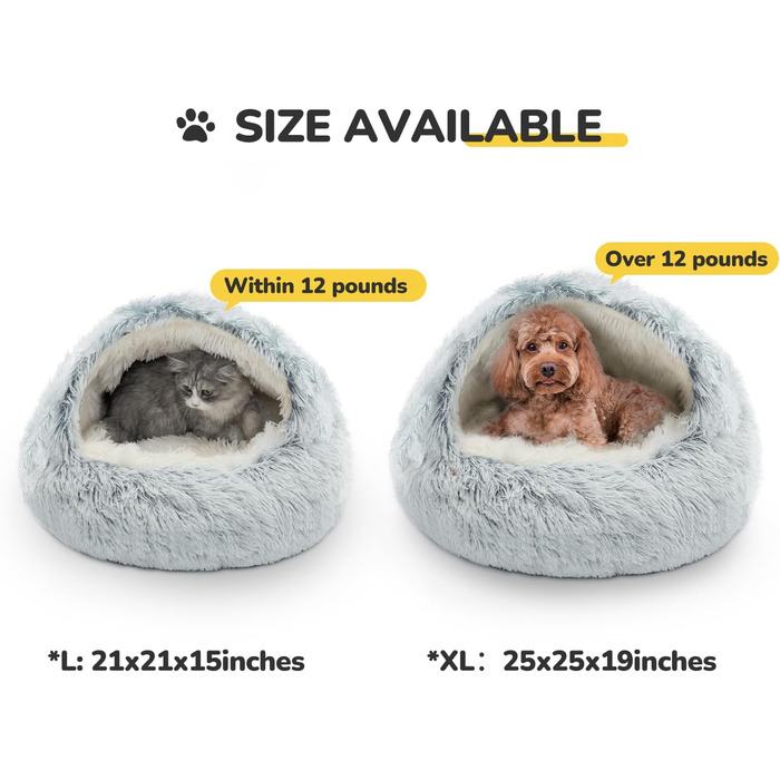 CATISM Cat Bed Washable Cat Sleeping Place for Cats Plush Pet Cat Head Pillow Cat Cushion Fluffy Kitten Puppy Snuggle Bed Pet Bed Grey