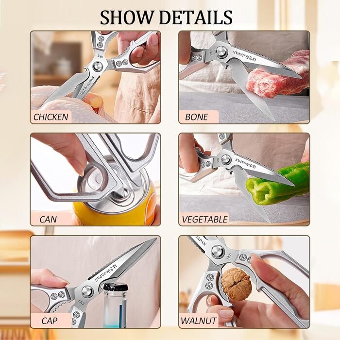 Ніж-ножиці кухонні з нержавіючої сталі, універсальні, з відкривачем для пляшок, для птиці, риби, м'яса, зелені, горіхів, придатні для миття в посудомийній машині