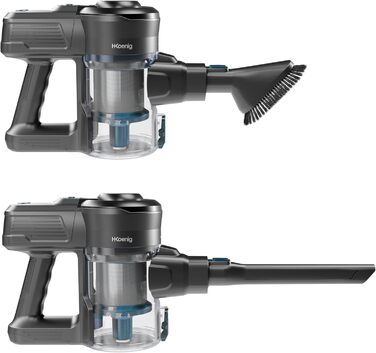 Акумуляторний пилосос H.Koenig UP600 PowerClean 22.2V: 3-в-1, LED-щітка, 40 хв роботи, 150 Вт, 2 швидкості, видалення шерсті тварин (блакитний)