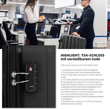 BEIBYE TSA Lock 2080 Twin Rollers 3-Piece Travel Suitcase Set Luggage Set Trolley Trolleys Hard Shell (Black)