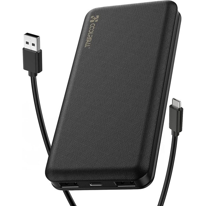 Powerbank CoolReall 20000 mAh: портативний зарядний пристрій з USB-C (вхід/вихід) та 2 USB, чорний