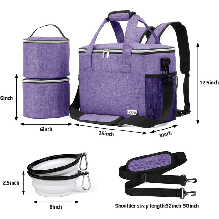 Чорна сумка-рюкзак для собак та котів Baglher: комплект з 5 предметів для подорожей з тваринами