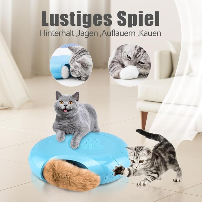 Migipaws Cat Toy, electric, interactive, plush ball and tail with catnip, squeaking hide-and-seek game in a mouse hole, smart kitten teaser, irregular movement