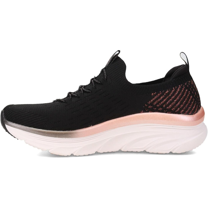 Кросівки Skechers D'lux Walker Let It Glow жіночі, чорні з рожево-золотою окантовкою, 39 EU