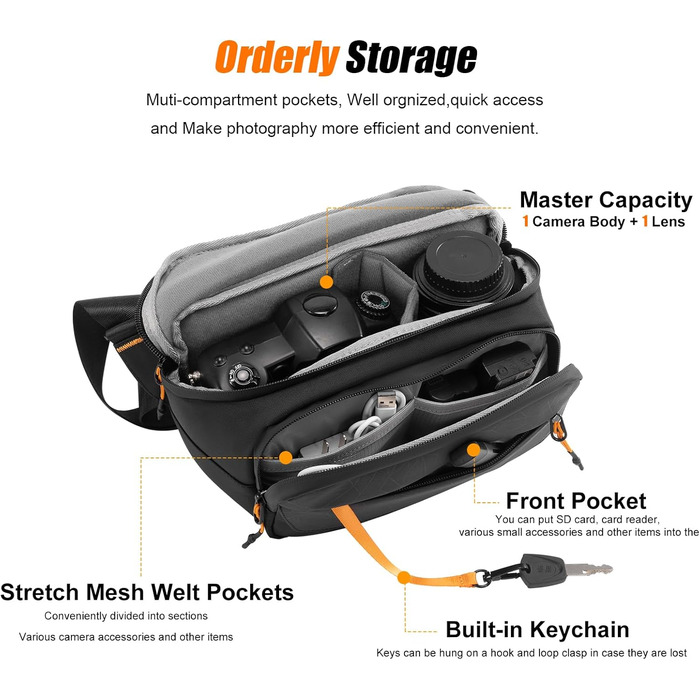 Чорна сумка для камери Cwatcun з кріпленням для штатива, водостійка, для фотографів (S)