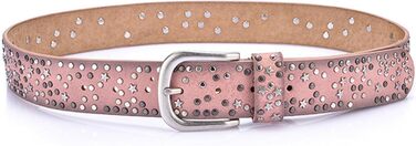 Жіночий шкіряний ремінь Stern з шипами, широкий ремінь для джинсів, регульований (Рожевий)