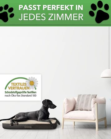 Ортопедичне ліжко для собак Diluma Benji - м'яке килимок для домашніх тварин - лежанка для собак знімний чохол - диванчик для собак Бежевий - 100 x 65 x 10 см - L