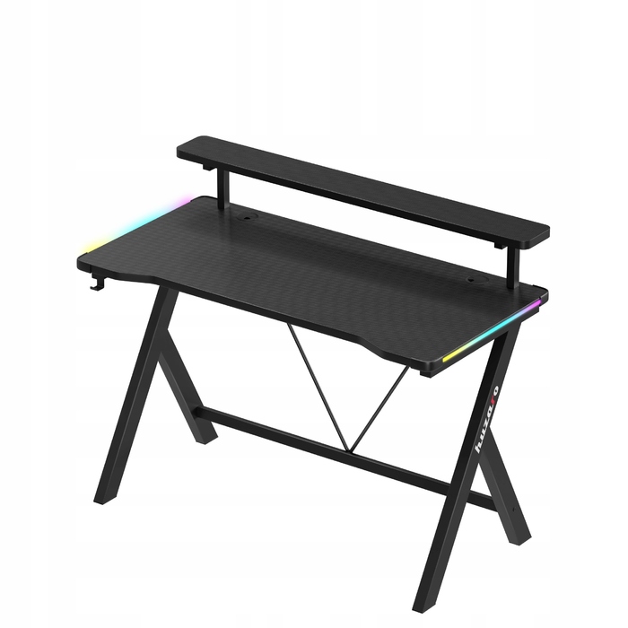 Ігрова стіл Huzaro чорний з RGB LED підсвіткою та надбудовою для геймера