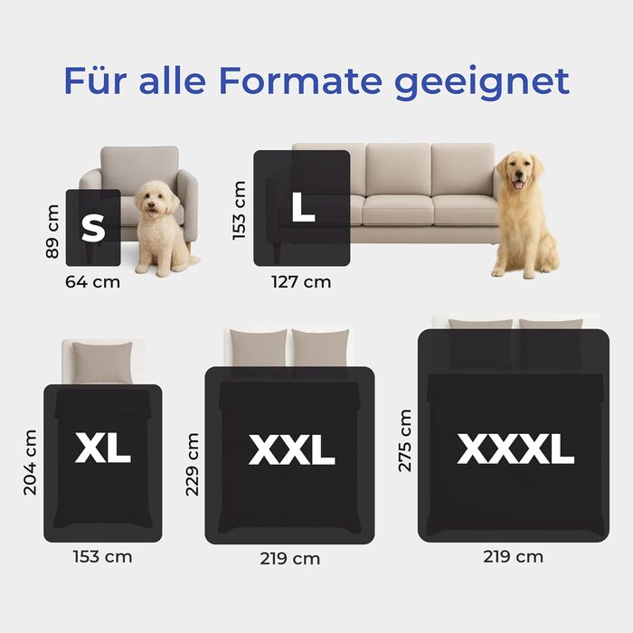 Водонепроникний коврик для собак Dreamzie 63x88 см - для дивана та ліжка. Знімний, водонепроникний, з Sherpa-fleece, можна прати (темно-сірий, L 127x152 см)