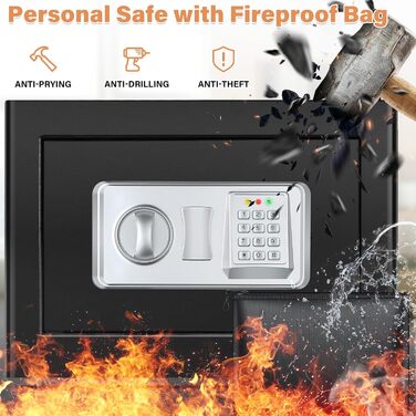 Сейф для дому Safe Tresor 25L вогне- та водостійкий з цифровим кодом, полицею та сигналізацією для цінностей, документів, ліків