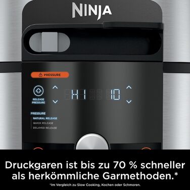 Ninja Foodi MAX Multi-Cooker with SmartLid, 14 Cooking Functions in 1, 7.5L, 14-in-1 Multi-Cooker, Pressure Cooker, Air Fryer, Slow Cooker, Grill and More Includes Digital Probe, Stainless Steel, OL750EU