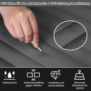 MILFECH Килимок для кемпінгу самонадувний, 14 см, з інтегрованими подушками та насосом для ніг, ультралегкий, водонепроникний, для відпочинку на природі, туризму, зелений (сірий)