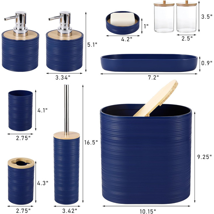 Набір аксесуарів для ванної кімнати XLHOMO Marineblau (темно-синій)