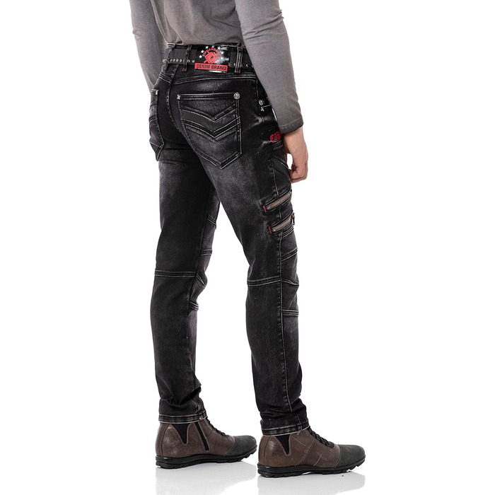 Чоловічі джинси Cipo & Baxx Destroyed | Розмір 40W/32L, Чорні | Модний стиль Biker