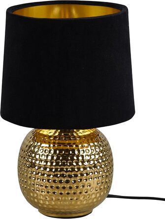 Настільна лампа Reality Leuchten Sophia, кераміка, золото, абажур з тканини (зелений/чорний), E14, 16 см