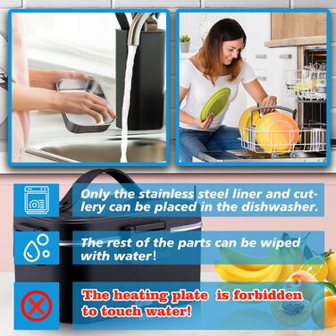 Електрична ланчбокс Kimfead з термоіндикатором, 1.8л, 80W, 12V/24V/230V, для авто/офісу, з сумкою та столовими приборами