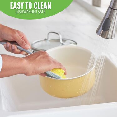 Набір посуду GreenLife Artisan Healthy Ceramic Nonstick, 12 предметів, з нержавіючою сталі, без PFAS, придатний для миття в посудомийній машині, для духовки, жовтий