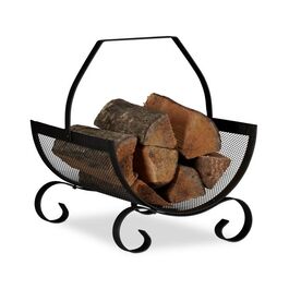Relaxdays Firewood Basket Black