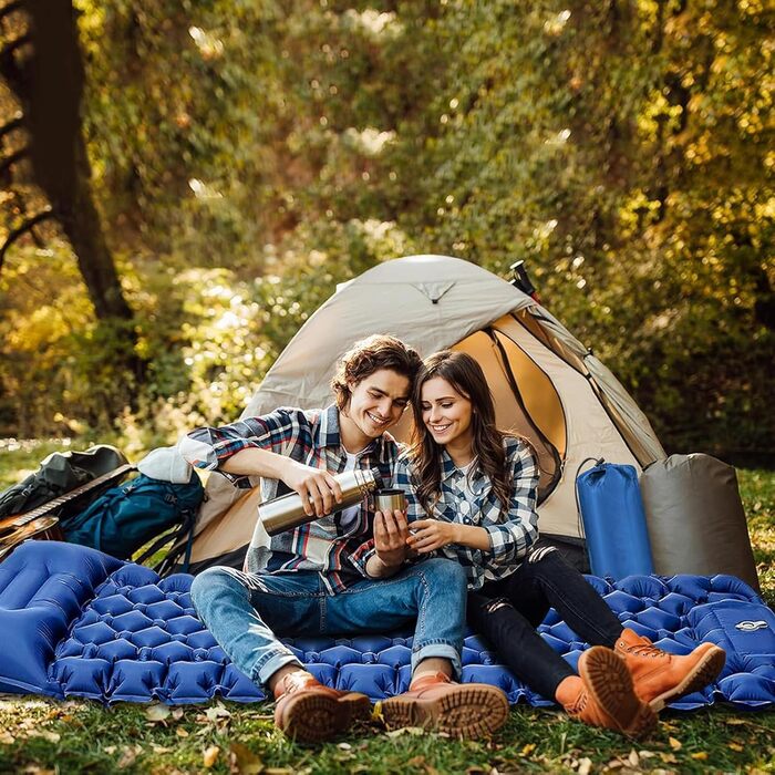 Каремат туристичний Raxfekro самонадувний, 8 см товщиною, з помпою та подушкою для кемпінгу, подорожей та відпочинку на пляжі