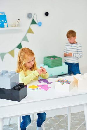 LEGO коробка для зберігання, 4 кнопки, штабельована, 5,7 л, пісочно-зелена