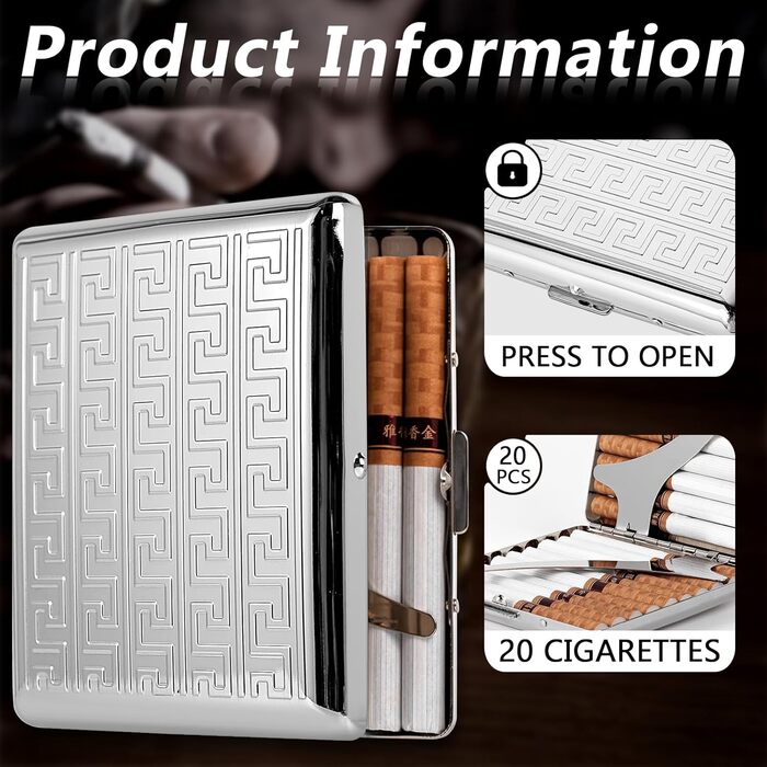 Металеве етоле для сигарет 84 мм, King Size, RFID захист, сріблястий лабіринт