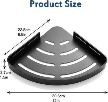 GERUIKE Shower Shelf No Drilling Shower Caddy Black Corner Shelf, Triangle Shower Basket, Bathroom Shelf Bathroom Rack, Shower for Bath Kitchen Toilet, Aluminum, 2 Pack