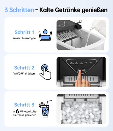 Машина для приготування льоду WIE 1.3L, 9 кубиків за 6 хвилин, тиха, самоочисна, для кухні, офісу, бару, вечірки (срібляста)