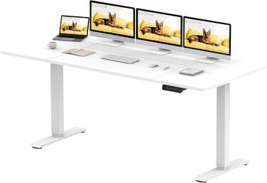 SANODESK Стол для роботи з регулюванням висоти 200x80 см з 2 моторами, стабільний електричний стоячий стіл, регулювання висоти з функцією пам'яті (чорний+), (180 x 80 см, білий)