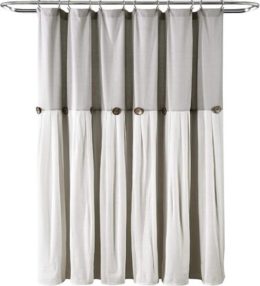 Штора для душу Lush Decor з льону, 183 x 183 см, сіра та біла