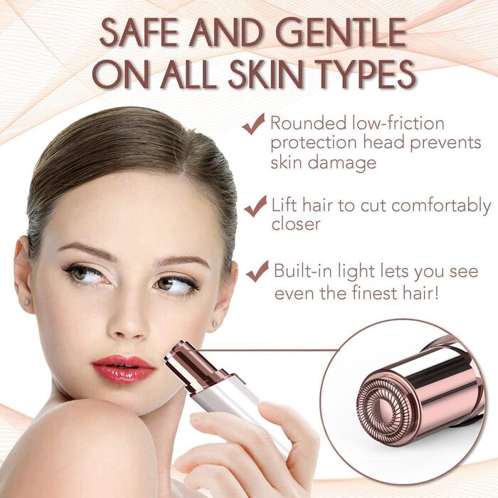 Електричний епілятор для обличчя для жінок, 2 змінні насадки, безболісний, для щік та підборіддя, білий