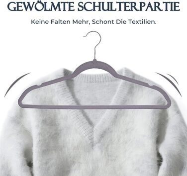 Плечики для одягу з велюру, 20 шт. - Плечики для економії місця, неслизькі, міцні, 360° обертання - для сорочок, костюмів, светрів, штанів