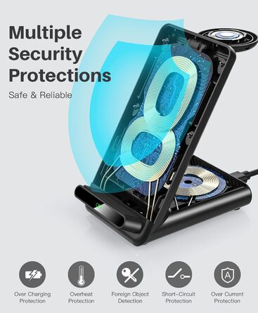 3-в-1 Бездротовий зарядний пристрій: для iPhone 16, 15, 14, 13, 12, 11 Pro Max, Apple Watch та AirPods Pro