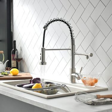 Інфрачервоний сенсорний змішувач для кухні з висувною лійкою, кухонна арматура 360° поворотна, змішувач з однією ручкою, гнучкий вивід, для мийки, золото, 3-х шляховий змішувач