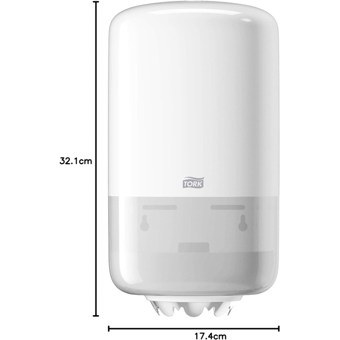 Tork 558000 Mini Roll Dispenser for M1 Wipes in Elevation Design / Wipe Dispenser for hygienic single-sheet dispensing in White, (W x H x D) 174 x 321 x 165 mm