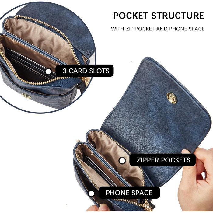 Сумка-клатч BOSTANTEN для телефону через плече, сіра (A-08-blau) з PU шкіри для жінок, гаманець-органайзер