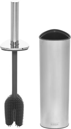 Joseph Joseph Flex 360 Luxury Toilet Brush and Holder Set with Drip-Free, Blockage-Free, Interchangeable Triple-Action Brush Head - Stainless Steel
