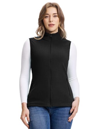 Жіноча флісова жилетка Outdoor Ventures для бігу, походів та кемпінгу. Тепла жилетка з кишенями, чорний колір, розмір M