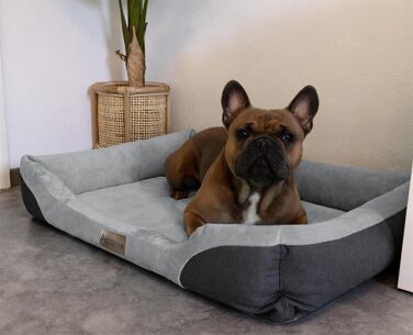 Ліжко для собак з високим бортиком - м'яке, зручне, для малих, середніх та великих собак. Розміри: 80x120, 70x100, 60x80, 40x50 см. Колір: сірий