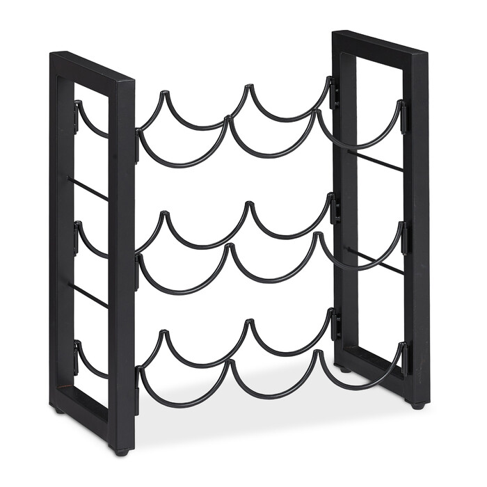 Relaxdays Black Wine Rack for 9 Bottles