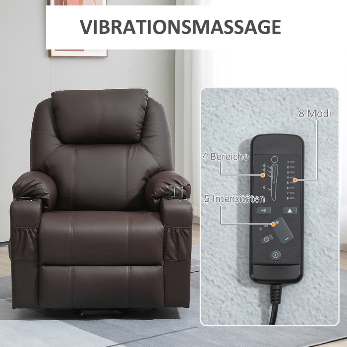 HOMCOM Electric TV Lift Chair with Assistance, 330 lbs, Brown