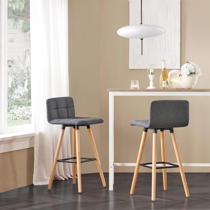 SoBuy® FST50-DGx2 Bar Stools - Set of 2 - Dark Grey - 68cm Seat Height
