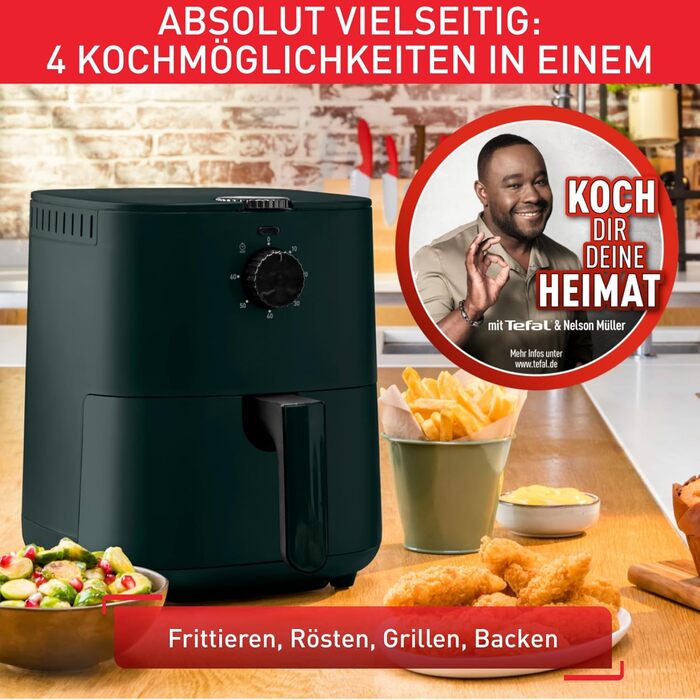 Фритюрниця Tefal EY1303 Easy Fry Essential 3,5 л, енергоощадна, антипригарне покриття, регульована температура, таймер, компактна, зелена