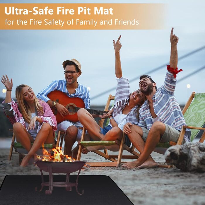 Вогнетривкий килимок для гриля та мангала ROCKY&CHAO, захисна підкладка з скловолокна та алюмінію 152x107 см для кемпінгу та тераси