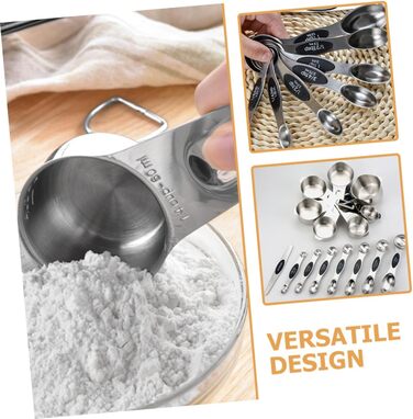Cabilock 1 Set Measuring Cups Measuring Spoons Set Label Dispenser Teaspoons Instant Kettle Stainless Steel Measuring Cups Adjustable Measuring Spoon Drink Cookie Jar Baking Moulds Stainless Steel